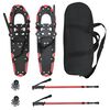 vidaXL 3 in 1 Schneeschuhe mit Wanderst&ouml;cken Rot und Schwarz