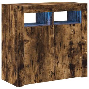 vidaXL Sideboard mit LED-Beleuchtung R&auml;uchereiche 80x35x75 cm