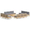 vidaXL 13-tlg. Garten-Lounge-Set mit Grauen Kissen Kiefernholz