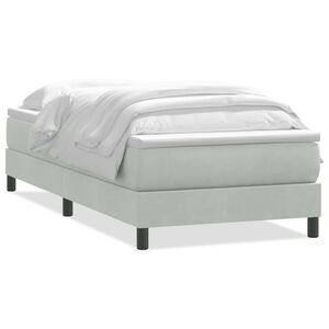 vidaXL Boxspringbett mit Matratze Hellgrau 80x210 cm Samt