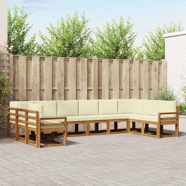 vidaXL Outdoor-Sofagarnitur mit Kissen 10 pcs Natur und Creme