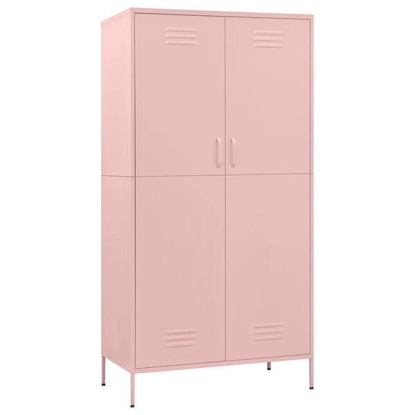vidaXL Kleiderschrank Rosa 90x50x180 cm Stahl