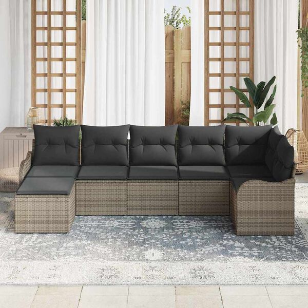 vidaXL Gartensofa-set Grau Poly-Rattan