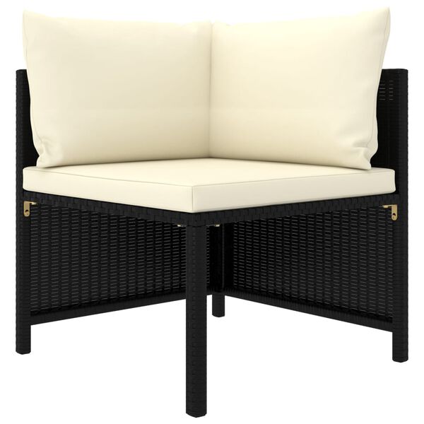 vidaXL 7-tlg. Garten-Lounge-Set mit Kissen Poly Rattan Schwarz