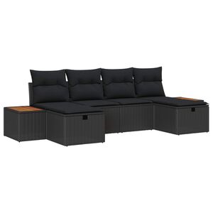 vidaXL Gartensofa-set mit Kissen 6 pcs Schwarz Poly-Rattan
