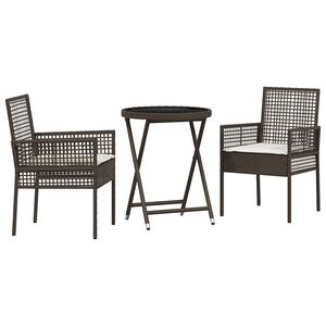 vidaXL Garten Bistro Set 3 stk. Braun Poly-Rattan