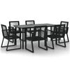vidaXL 7-tlg. Garten-Essgruppe Schwarz PVC-Rattan
