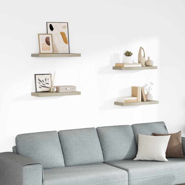 vidaXL Schwebende Wandregale 4 Stk. Eichefarben 60x23,5x3,8cm MDF