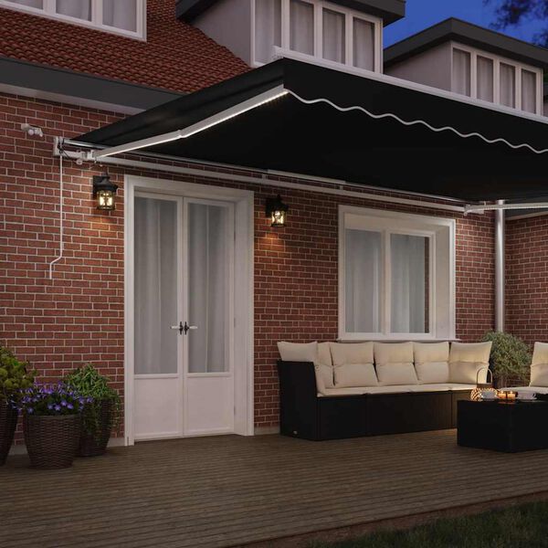 vidaXL Einziehbare Markise Schwarz 500 x 350 cm Polyester und Metall