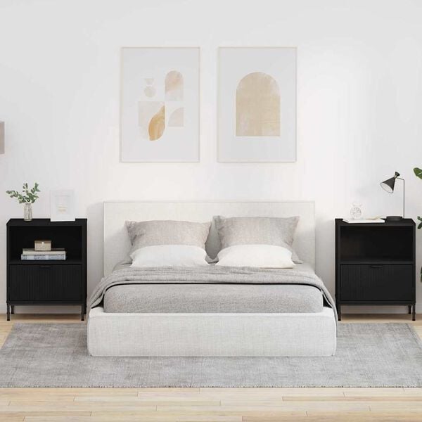 vidaXL Nachttisch 2 pcs Schwarz 49 x 36 x 61 cm Holzwerkstoff