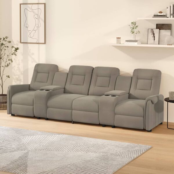 vidaXL Relaxsofa 4-Sitzer mit Getr&auml;nkehaltern Hellgrau