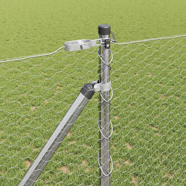 vidaXL Zaunpfosten Silber 10 x 1,4 m (25 mm Maschen) Stahl