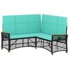 vidaXL Garten Liegesofa Set Schwarz und T&uuml;rkis 164 x 164 x 112 cm