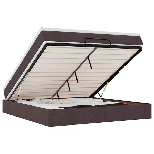 vidaXL Ottoman-Bett mit Matratze Dunkelbraun 160x200 cm Stoff