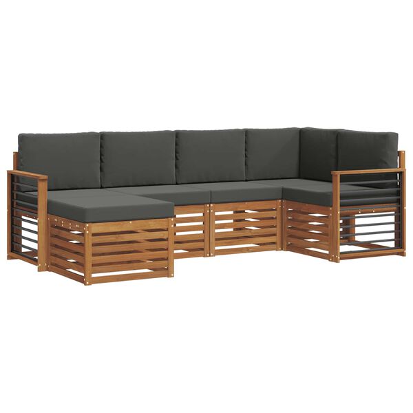 vidaXL Ecksofa Set 6 pcs Natur und Anthrazit Massivholz Akazie