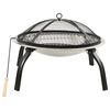 vidaXL 2in1 Feuerschale und Grill mit Sch&uuml;rhaken 56x56x49 cm Edelstahl