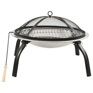 vidaXL 2in1 Feuerschale und Grill mit Sch&uuml;rhaken 56x56x49 cm Edelstahl