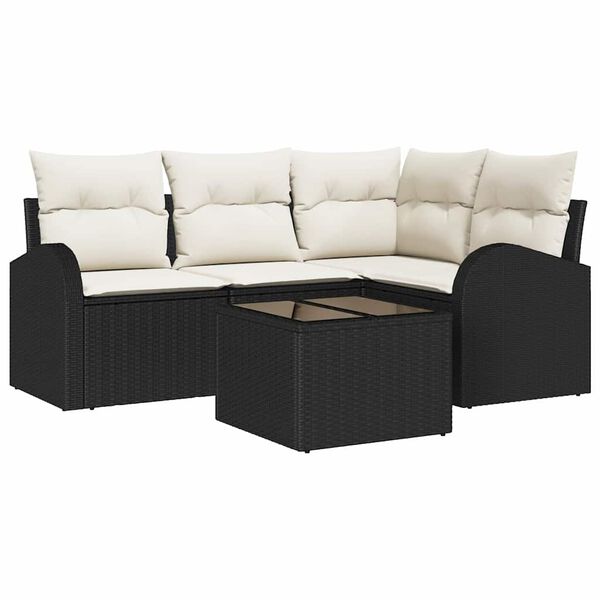 vidaXL Gartensofa-set 5 pcs Schwarz Poly-Rattan