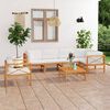 vidaXL 7-tlg. Garten-Lounge-Set mit Creme Kissen Massivholz Teak