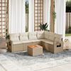 vidaXL 7-tlg. Garten-Sofagarnitur mit Kissen Beige Poly Rattan