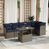 vidaXL 7-teiliges Gartensofa-Set mit Kissen, grau, Polyrattan