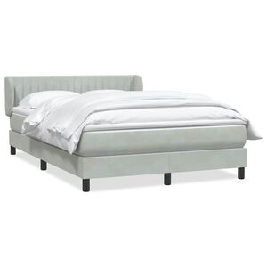 vidaXL Boxspringbett mit Matratze Hellgrau 160x210 cm Samt