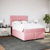 vidaXL Boxspringbett mit Matratze Rosa 140x190 cm Samt