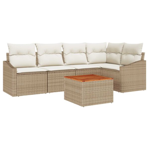 vidaXL Garten-Sofa-Set 6 pcs Beige und Wei&szlig;