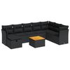 vidaXL 9-tlg. Garten-Sofagarnitur mit Kissen Schwarz Poly Rattan