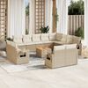 vidaXL 13-tlg. Garten-Sofagarnitur mit Kissen Beige Poly Rattan