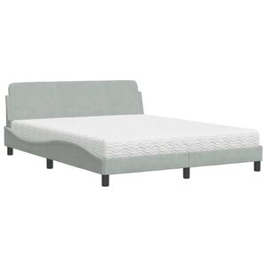 vidaXL Bett mit Matratze "Dover" Hellgrau 160x200 cm Samt