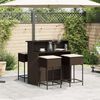 vidaXL 5-tlg. Gartenbar-Set mit Kissen Braun Poly Rattan