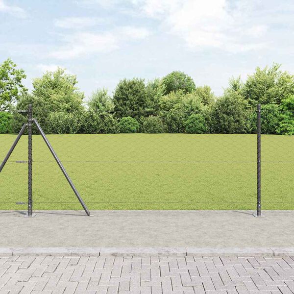 vidaXL Zaunpfosten Grau 100 x 1 m (50 mm Maschenweite) Stahl und PVC