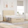 vidaXL Ottoman-Bett mit Matratze & LEDs Creme 140x200 cm Stoff
