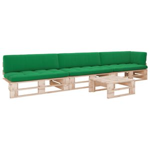 vidaXL 4-tlg. Paletten-Lounge-Set mit Kissen Impr&auml;gniertes Kiefernholz
