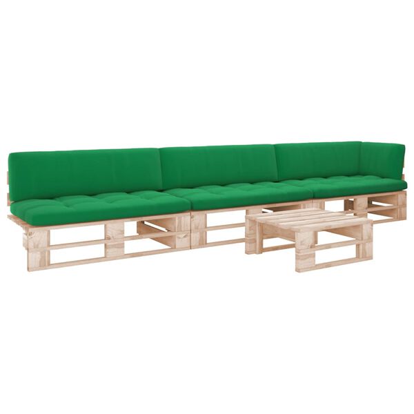 vidaXL 4-tlg. Paletten-Lounge-Set mit Kissen Impr&auml;gniertes Kiefernholz
