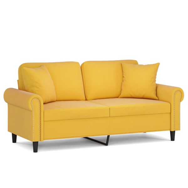 vidaXL 2-Sitzer-Sofa mit Kissen Hellgelb 140 cm Samt