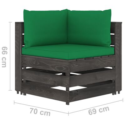 vidaXL 11-tlg. Garten-Lounge-Set mit Kissen Grau Imprägniertes Holz