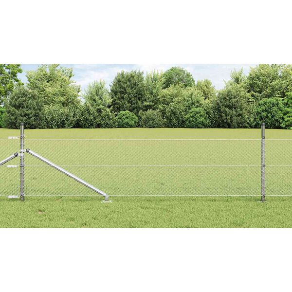 vidaXL Zaun mit Pfosten Silber 0,8 x 25 m PVC-beschichteter Stahl
