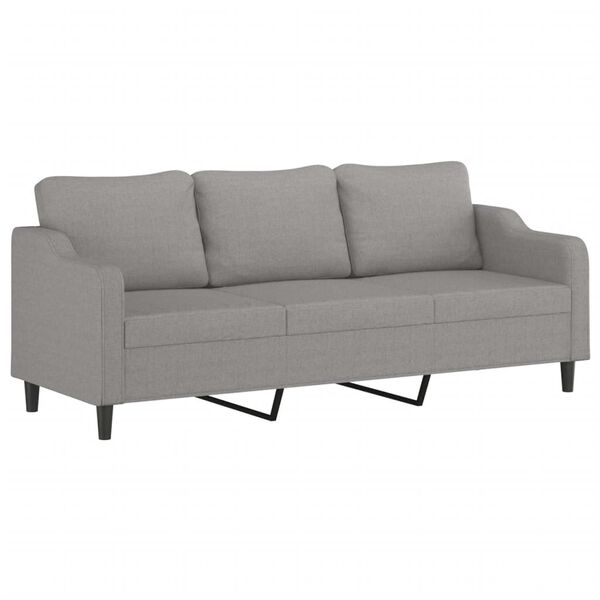 vidaXL 3-Sitzer-Sofa Hellgrau 210 cm Stoff