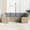 vidaXL Garten-Sofa-Set mit Kissen 6 pcs Beige und Hellgrau Poly Rattan