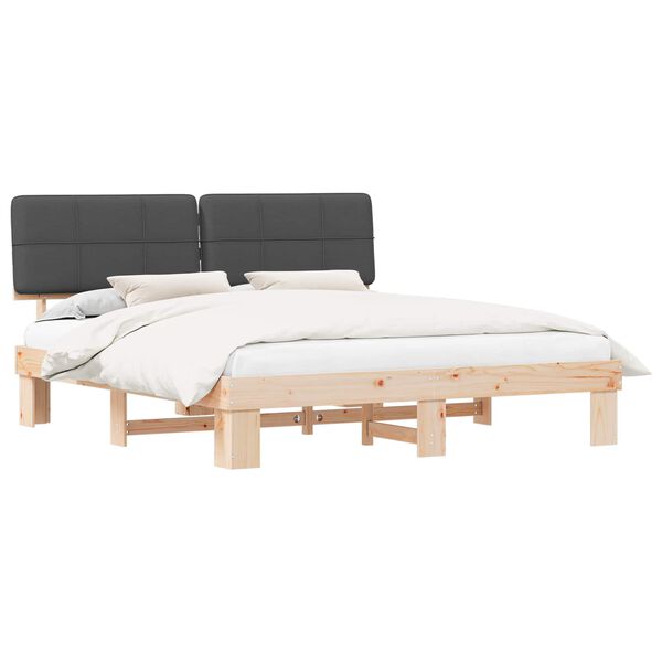 vidaXL Bettgestell mit gepolstertem Kopfteil Dunkelgrau 180 x 200 cm