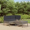 vidaXL 3-tlg. Garten-Lounge-Set mit Auflagen Poly Rattan Grau