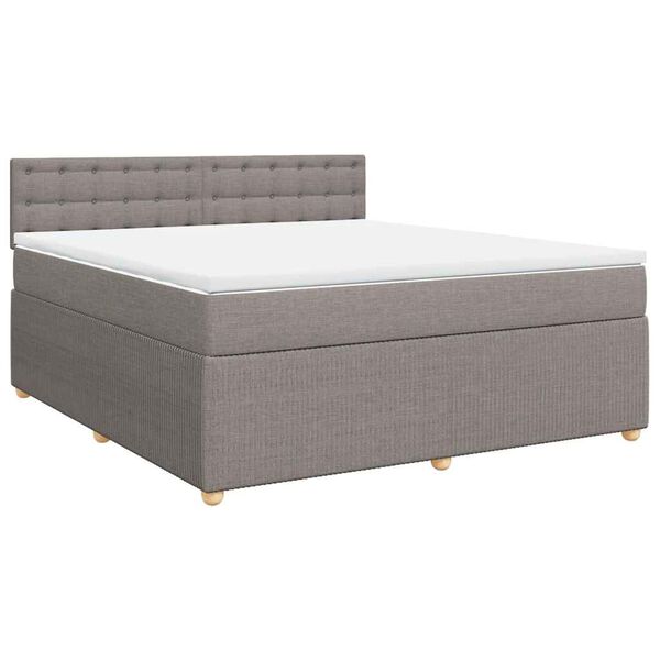 vidaXL Boxspringbett mit Matratze Taupe 180x200 cm Stoff