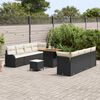 vidaXL Garten-Sofa-Set mit Kissen mit Kissen 11 pcs Schwarz und Creme