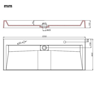 vidaXL Waschbecken 120 x 46 x 11 cm Mineralguss/Marmorguss Weiß