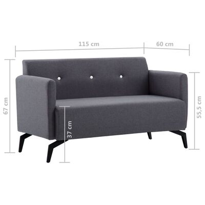 vidaXL 2-Sitzer-Sofa Stoff 115x60x67 cm Dunkelgrau