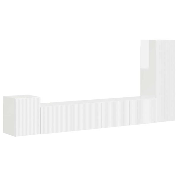 vidaXL TV-Schrankset Wandmontiert 3 pcs Hochglanz Wei&szlig; Holzwerkstoff