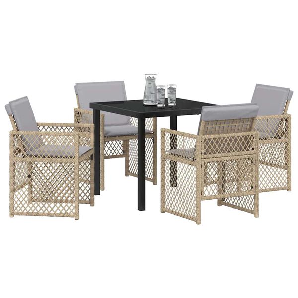 vidaXL Garten Essgruppe 5 pcs Beige Poly-Rattan