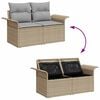 vidaXL Gartensofa-set mit Kissen mit Speicher 9 pcs Beige Poly Rattan